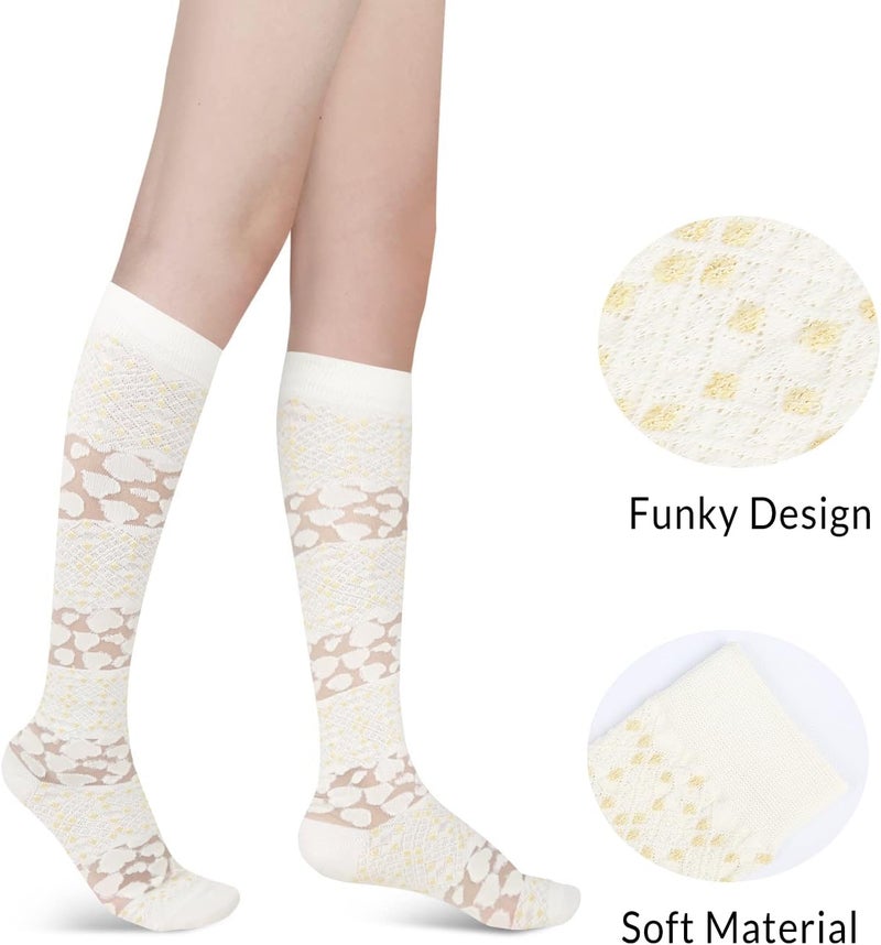 Benefeet Sox Womens Lace Knee High Socks Girls Sheer Mesh Knee High Stockings Cute Fishnet Lolita Calf Sock - Image 4